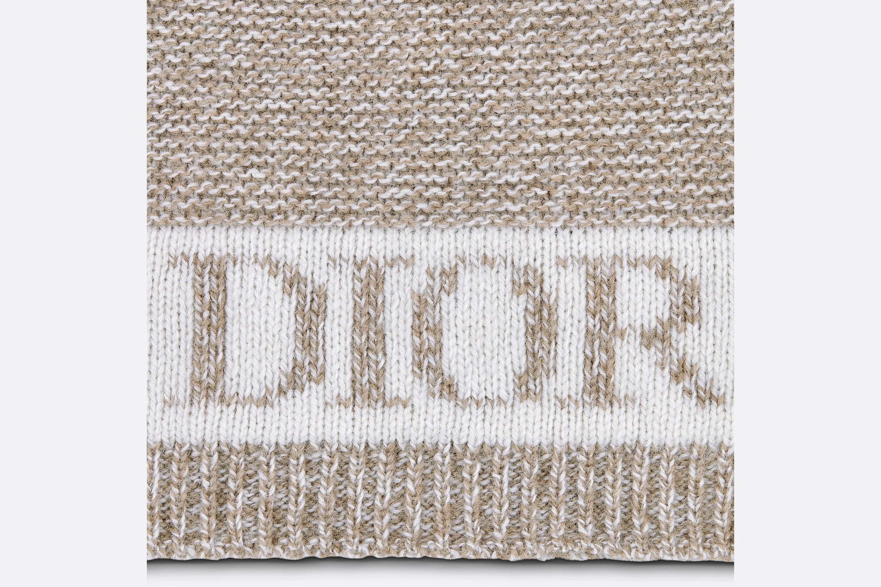 Beanie • Heathered Beige and Ivory Wool Tricot Knit and Cashmere