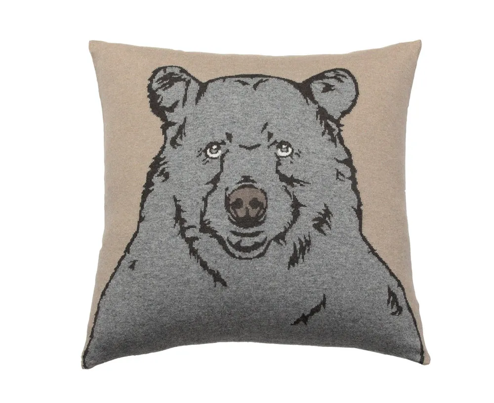 Bear Cashmere Blend Pillow - Beige Gray