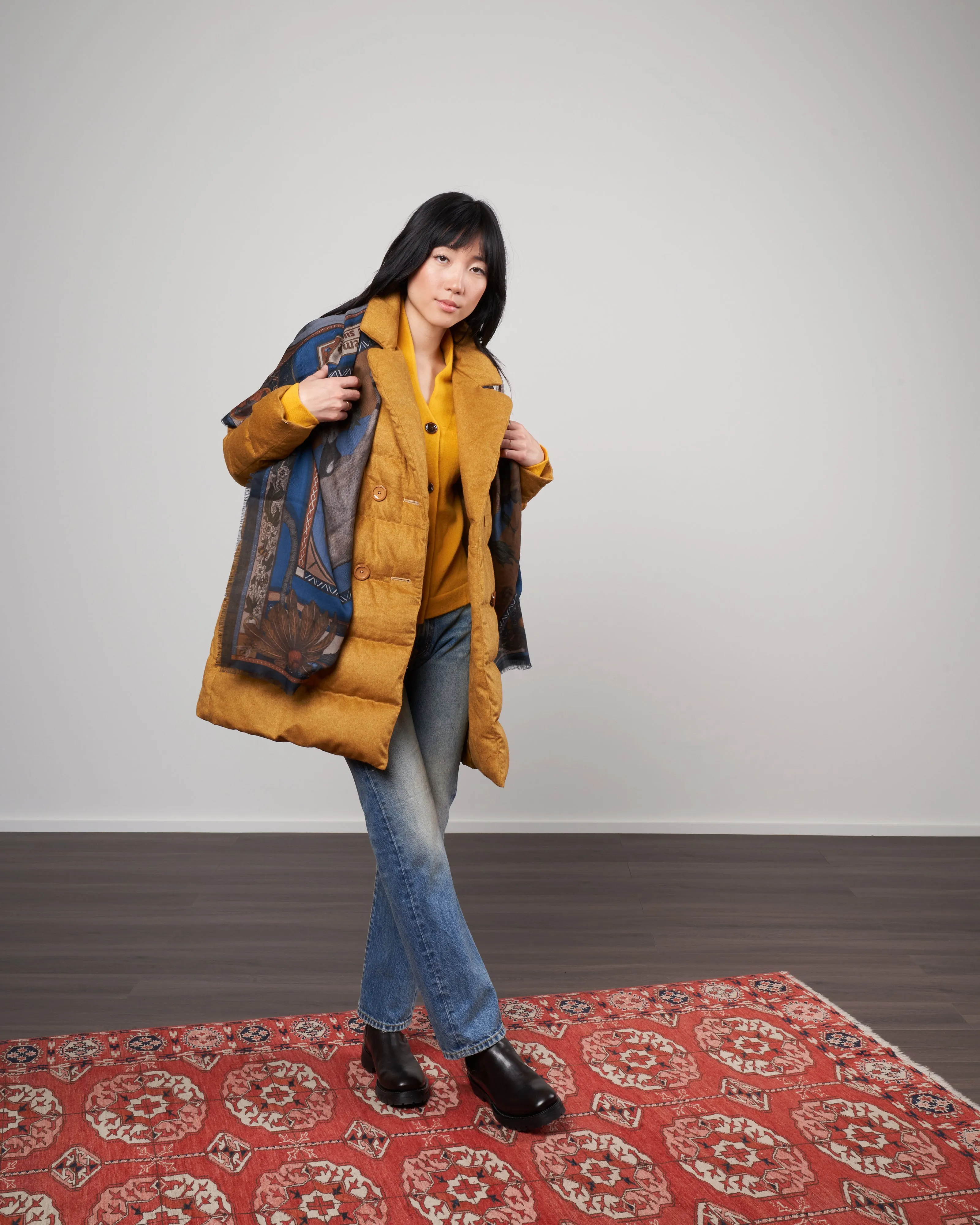beasts untamed cashmere scarf - cornflower/bronze