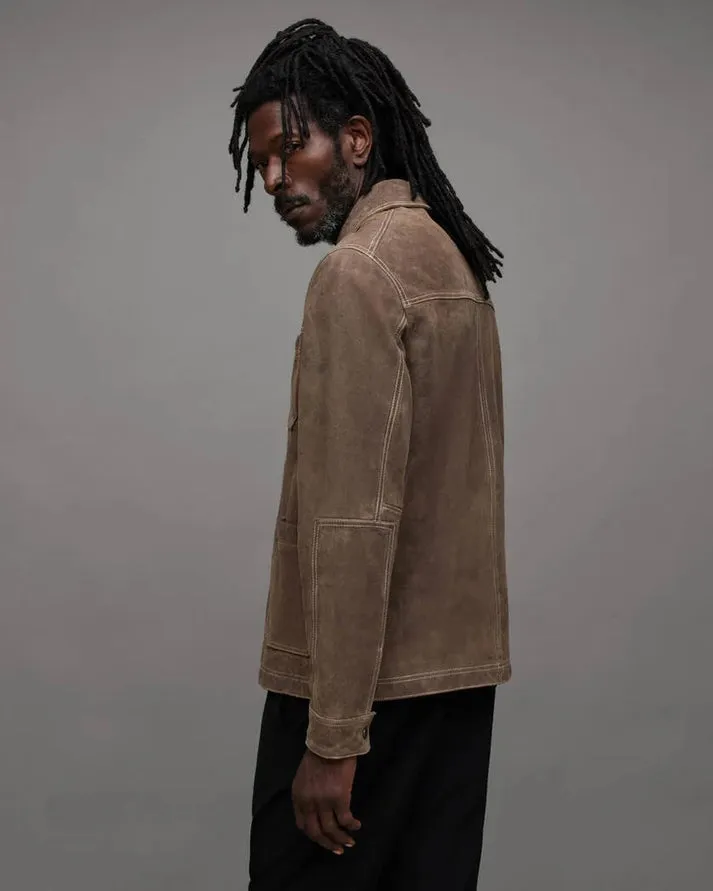 Beige Suede Leather Jacket