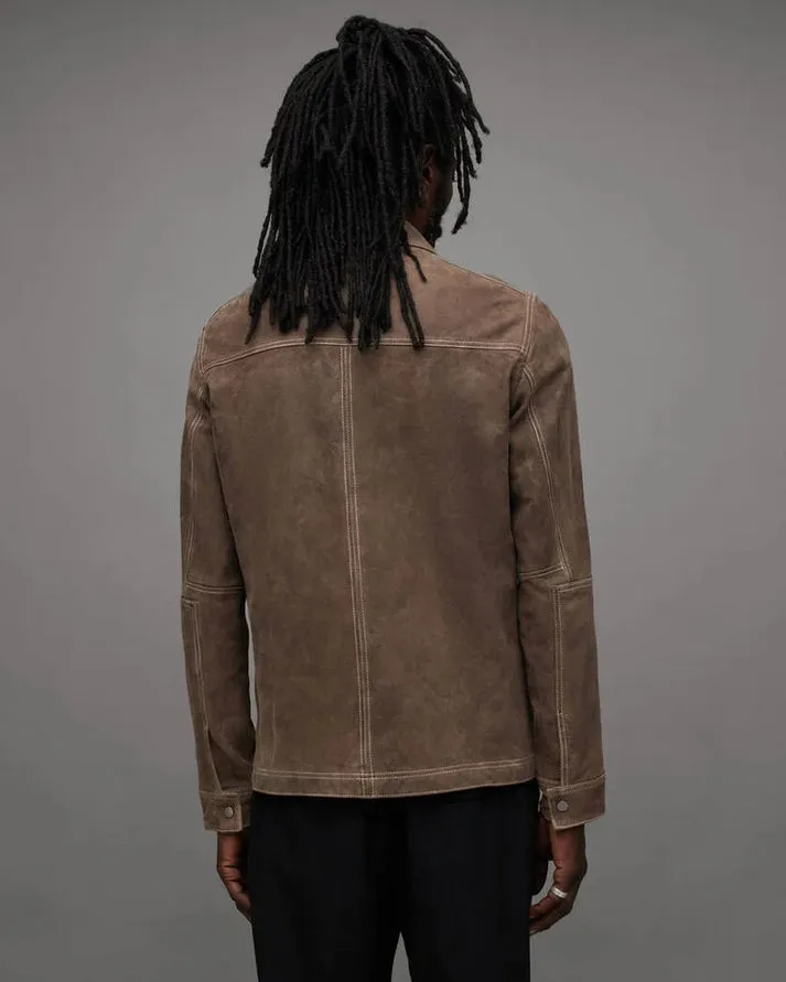 Beige Suede Leather Jacket