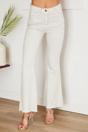 Beige Twill Denim High Waist Flare Bell Italian Pants 1/15/25 9528