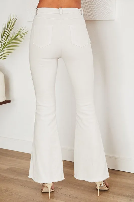 Beige Twill Denim High Waist Flare Bell Italian Pants 1/15/25 9528