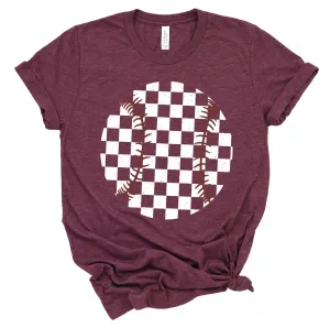 Bella Canvas Checkered Baseball Tee/ Quality Retro Tee
