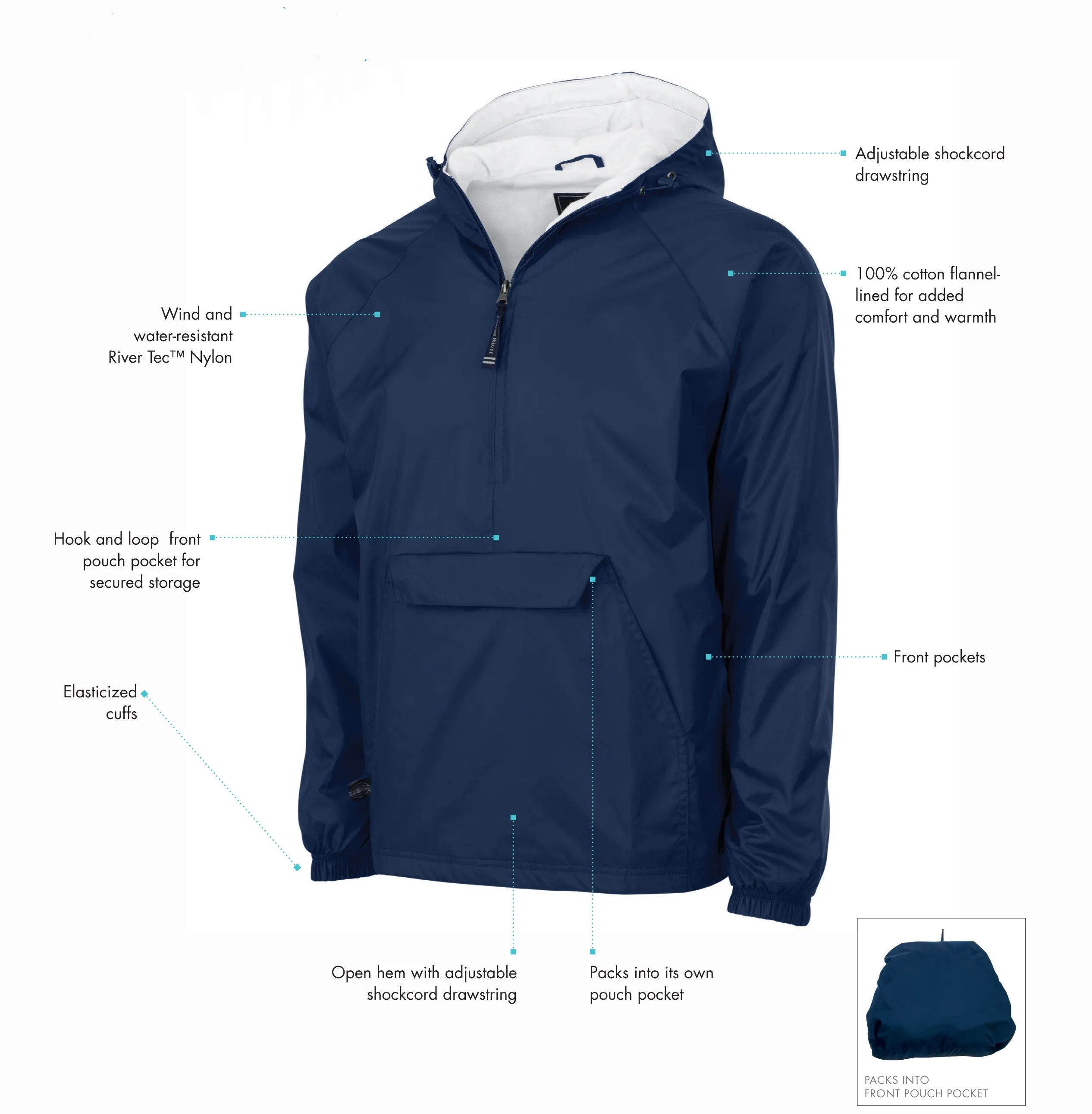 Beta Theta Pi Flannel Lined Windbreaker  - Letters