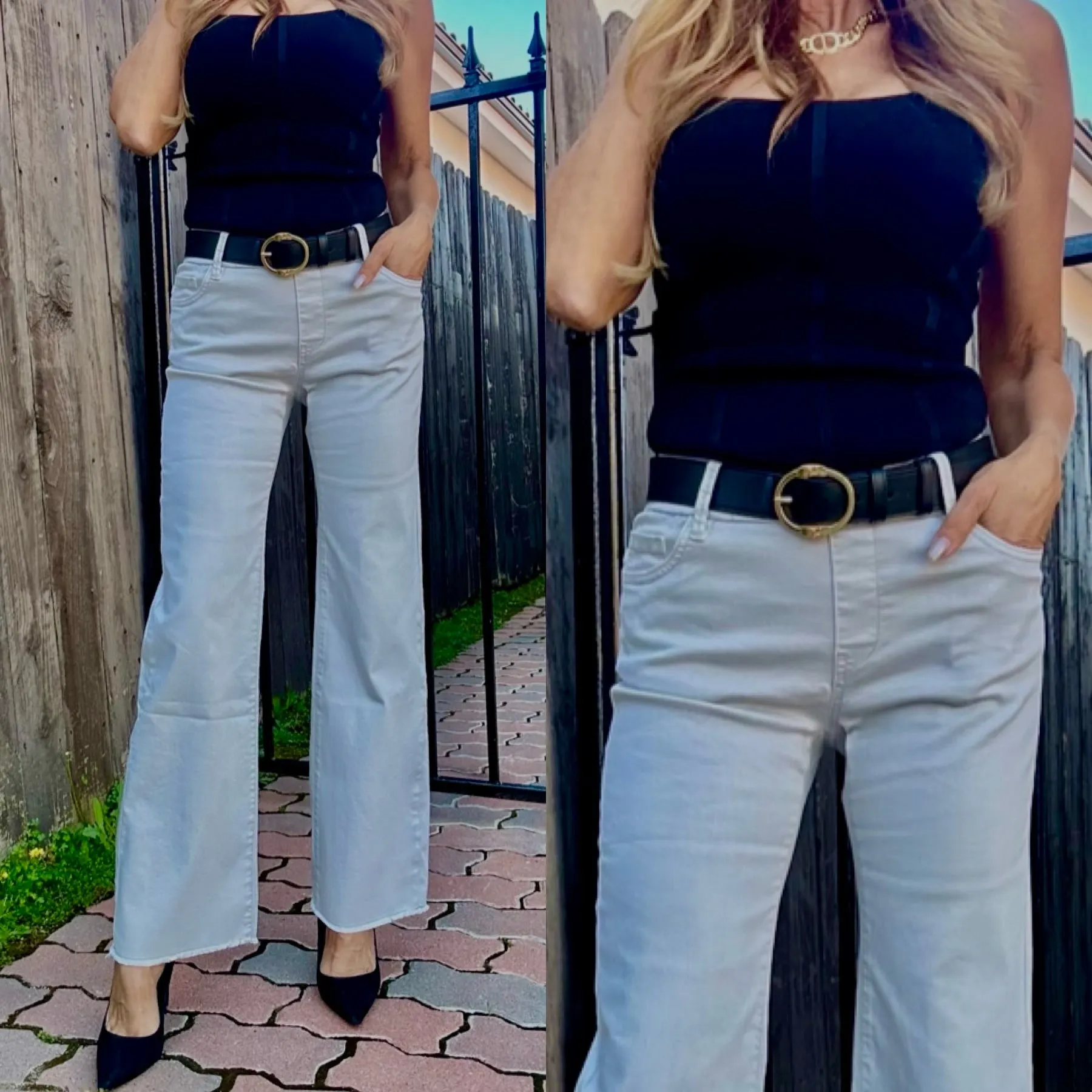 Bevy Flog Amanda Light Gray Pant