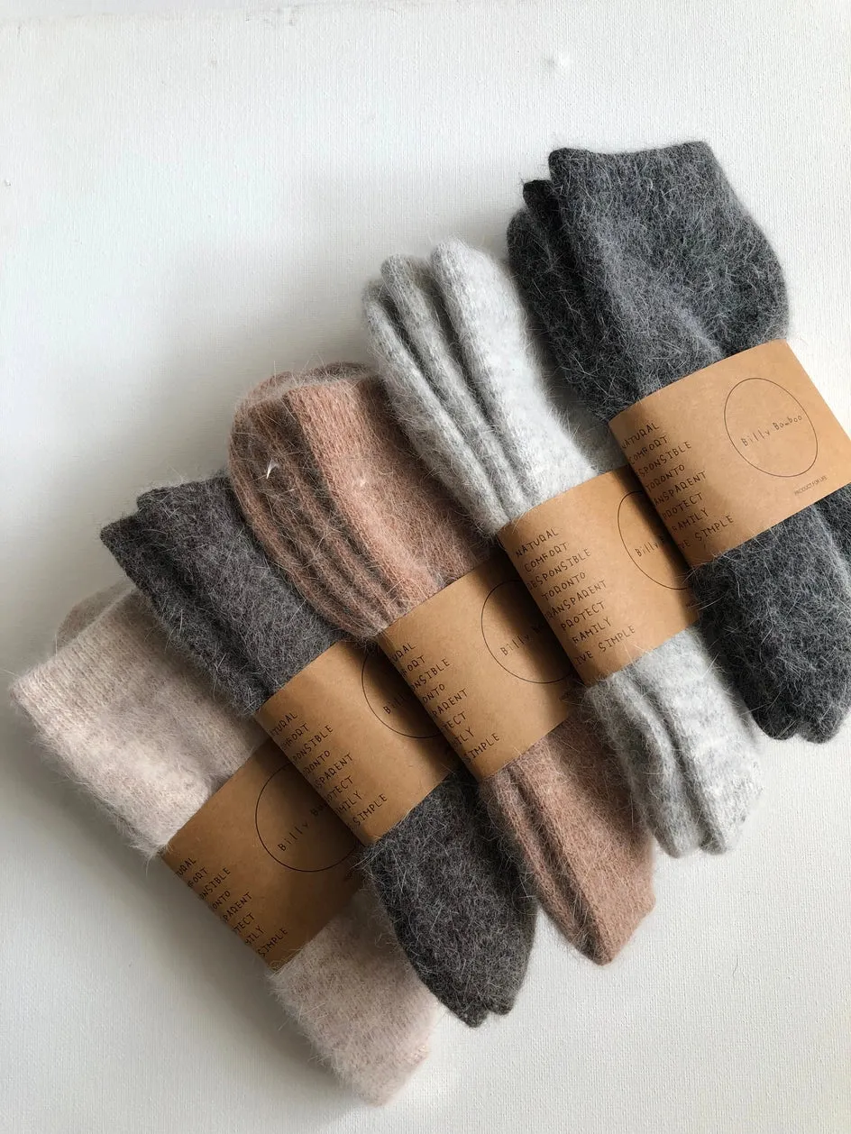 billy bamboo / neutral fluffy angora socks