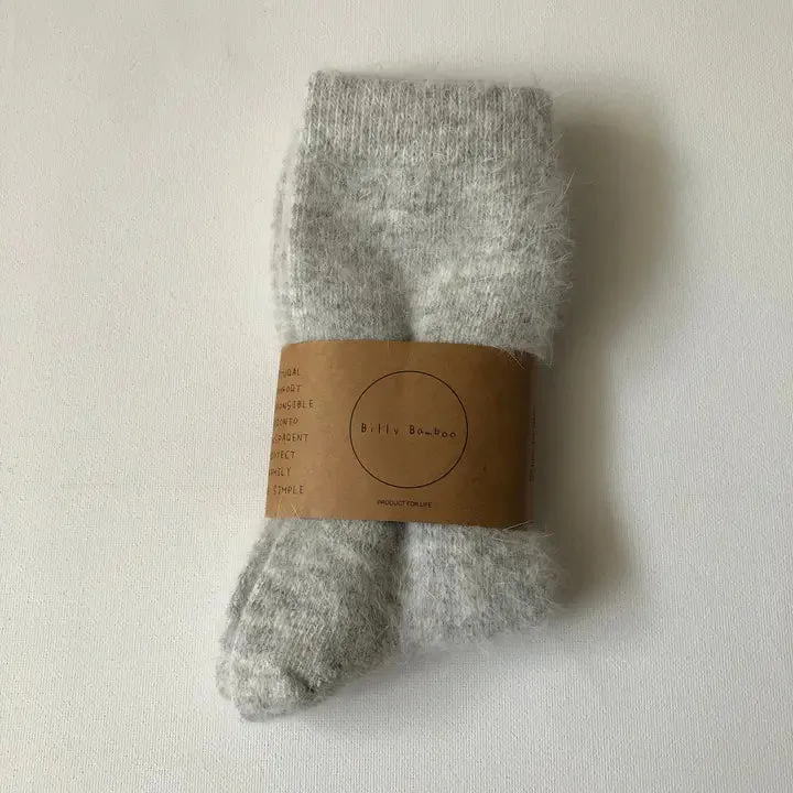 billy bamboo / neutral fluffy angora socks