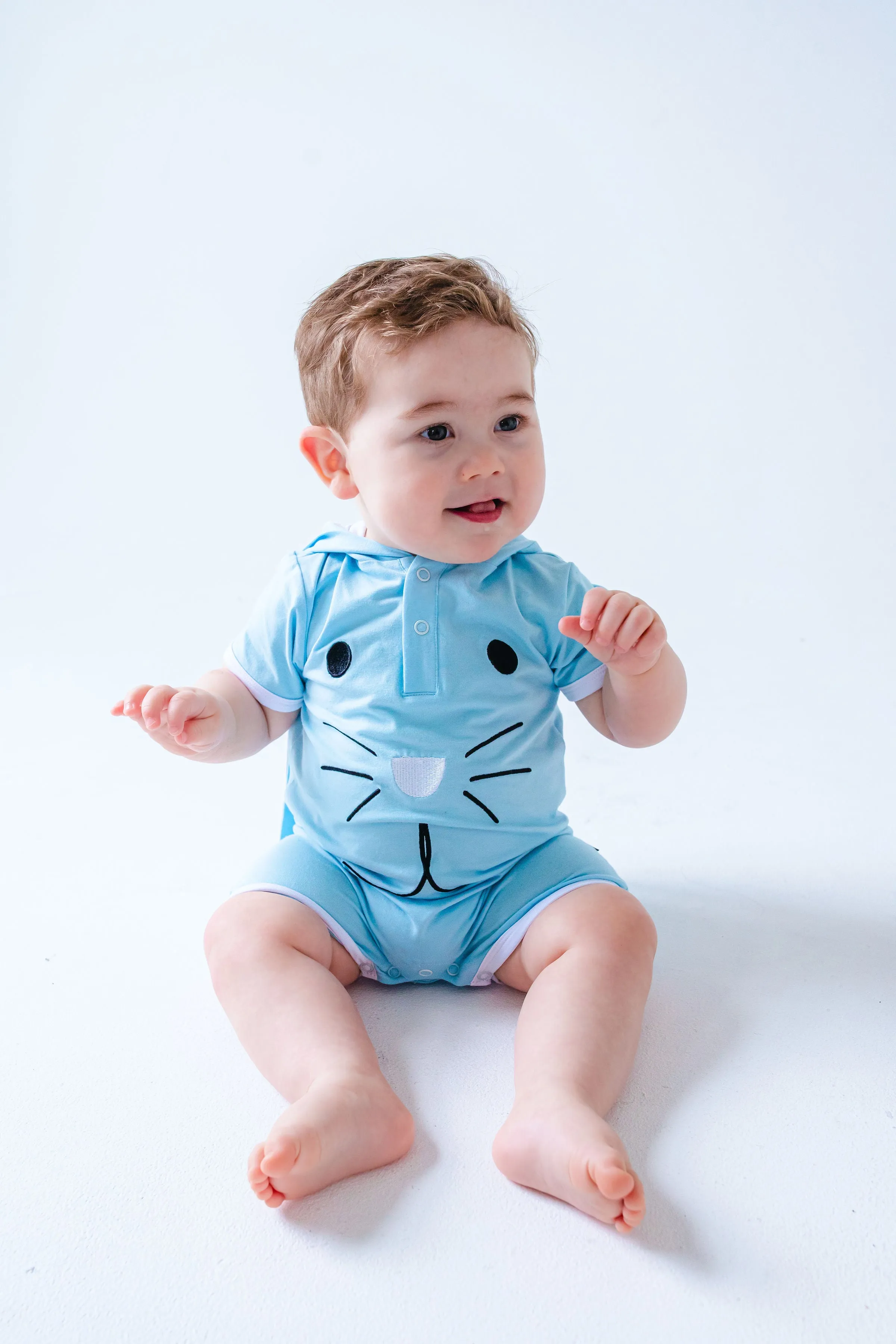 Birdie Bean Easter Sweet Bunny Elijah Hooded Shortie Romper