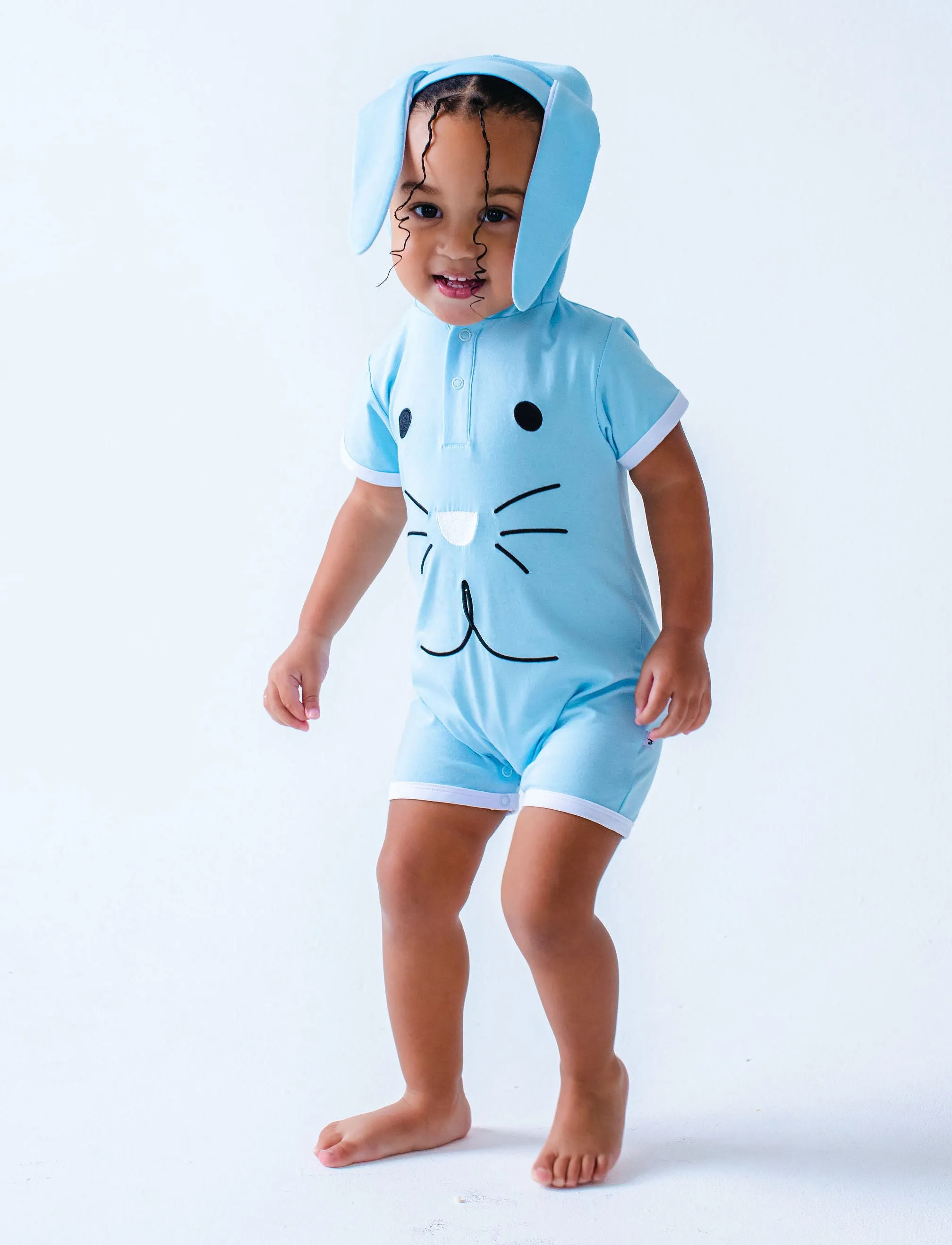 Birdie Bean Easter Sweet Bunny Elijah Hooded Shortie Romper