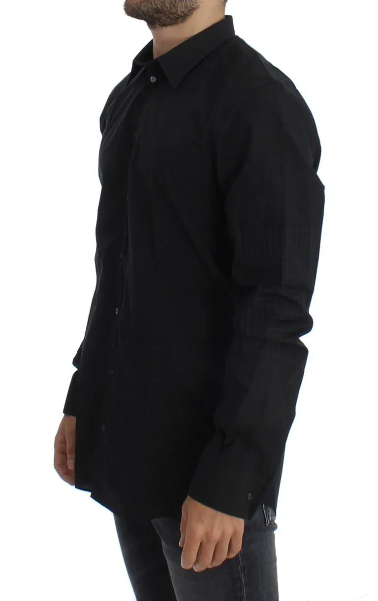 Black Checkered Slim Fit GOLD Casual Shirt