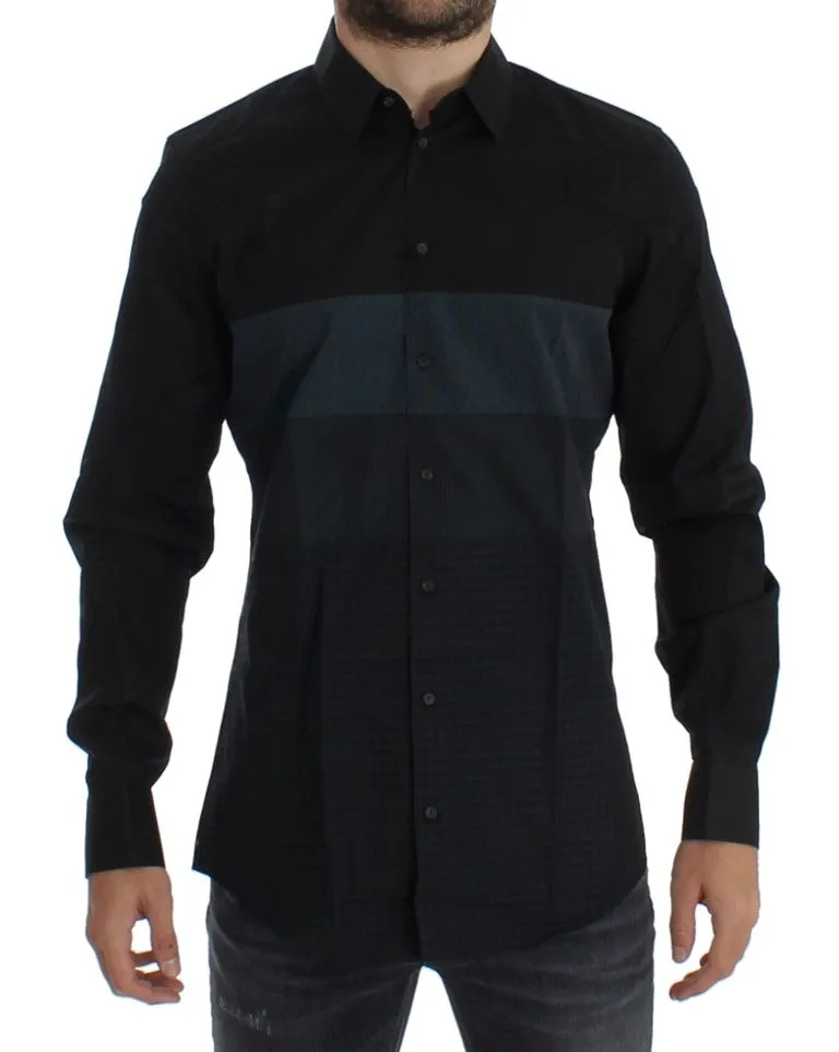 Black Checkered Slim Fit GOLD Casual Shirt