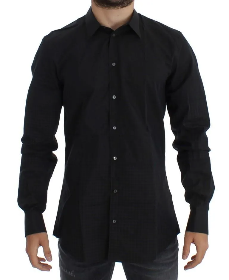 Black Checkered Slim Fit GOLD Casual Shirt