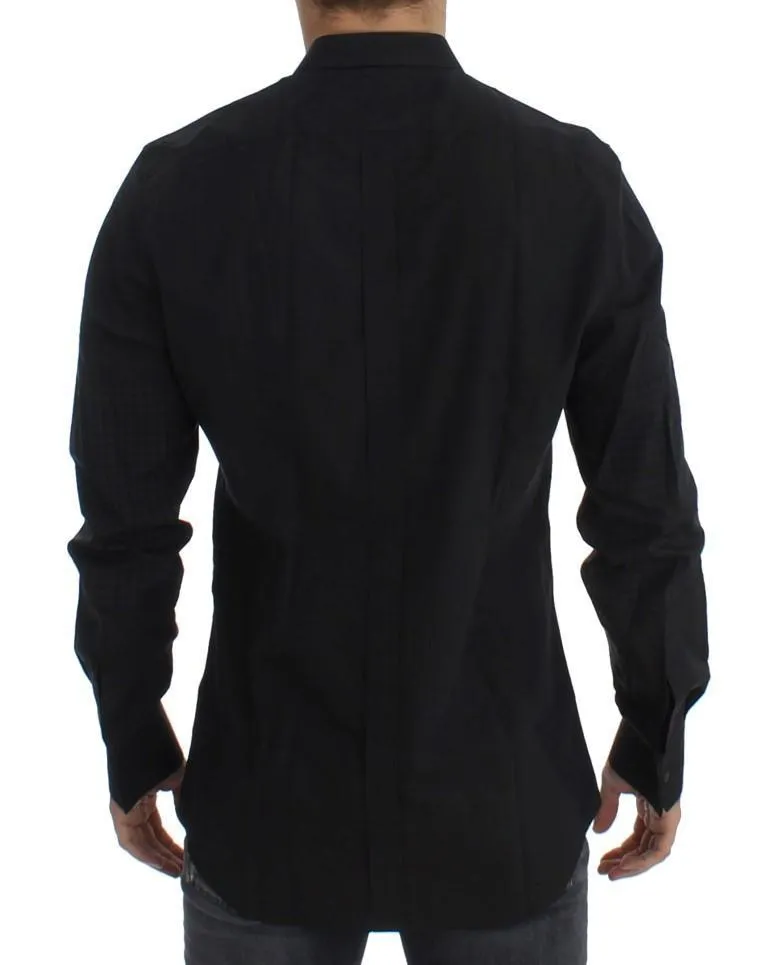 Black Checkered Slim Fit GOLD Casual Shirt