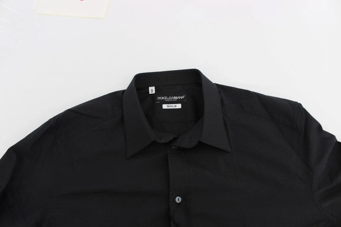 Black Checkered Slim Fit GOLD Casual Shirt