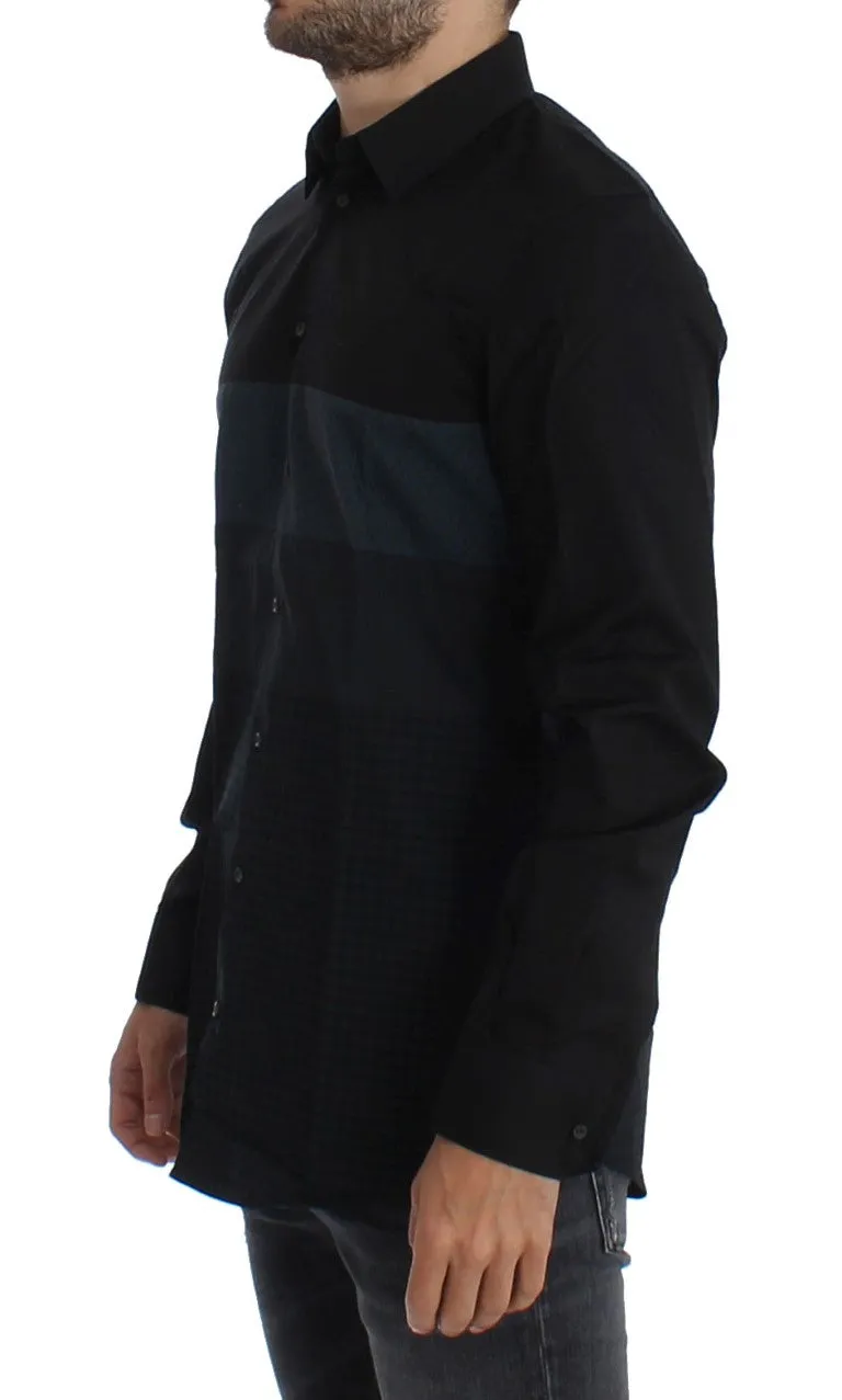 Black Checkered Slim Fit GOLD Casual Shirt