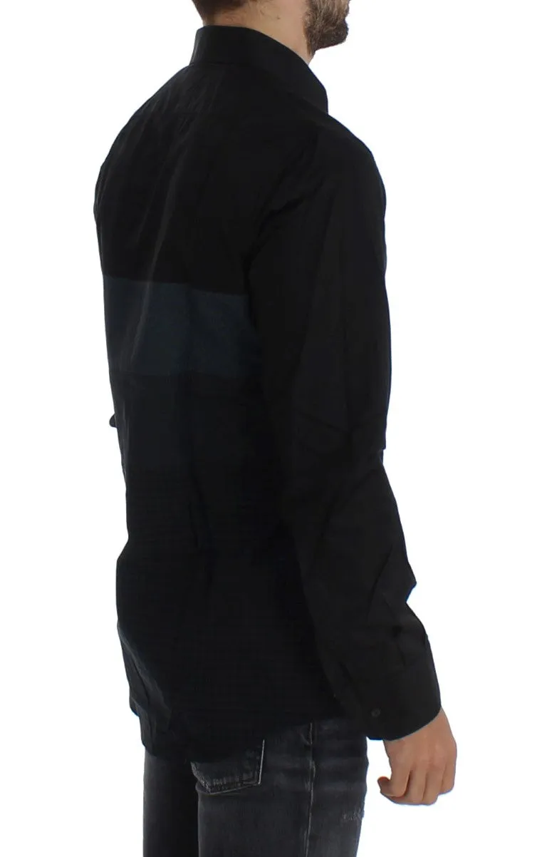 Black Checkered Slim Fit GOLD Casual Shirt