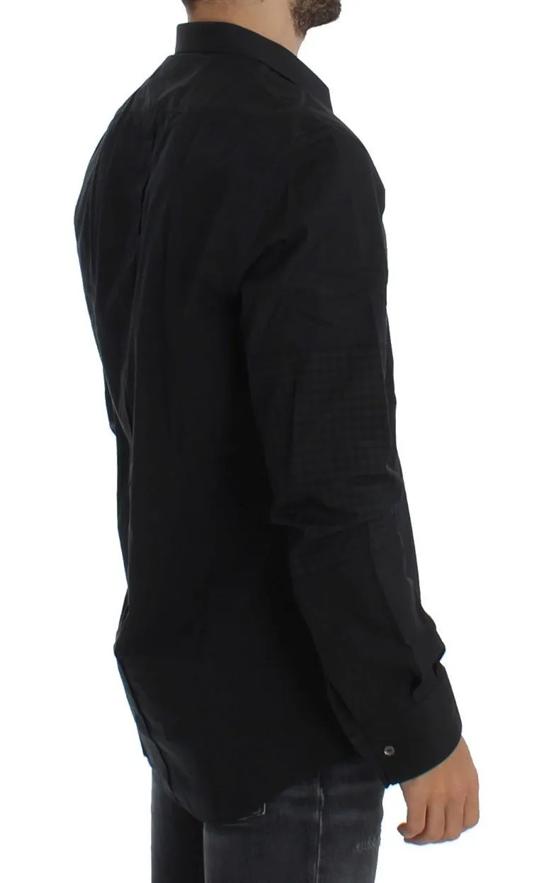 Black Checkered Slim Fit GOLD Casual Shirt