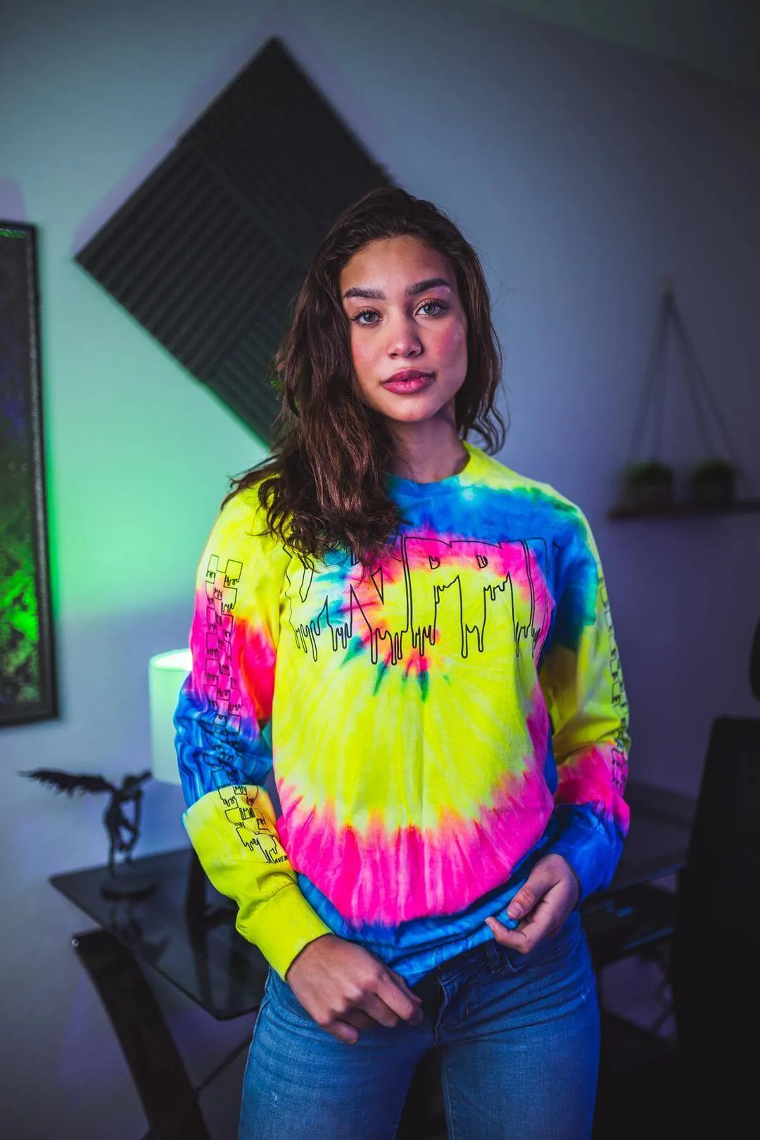 Black Drippin Outline | Berry Fusion Long Sleeve Tee (Outline Checkered Drippin Sleeves)
