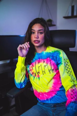 Black Drippin Outline | Berry Fusion Long Sleeve Tee (Outline Checkered Drippin Sleeves)