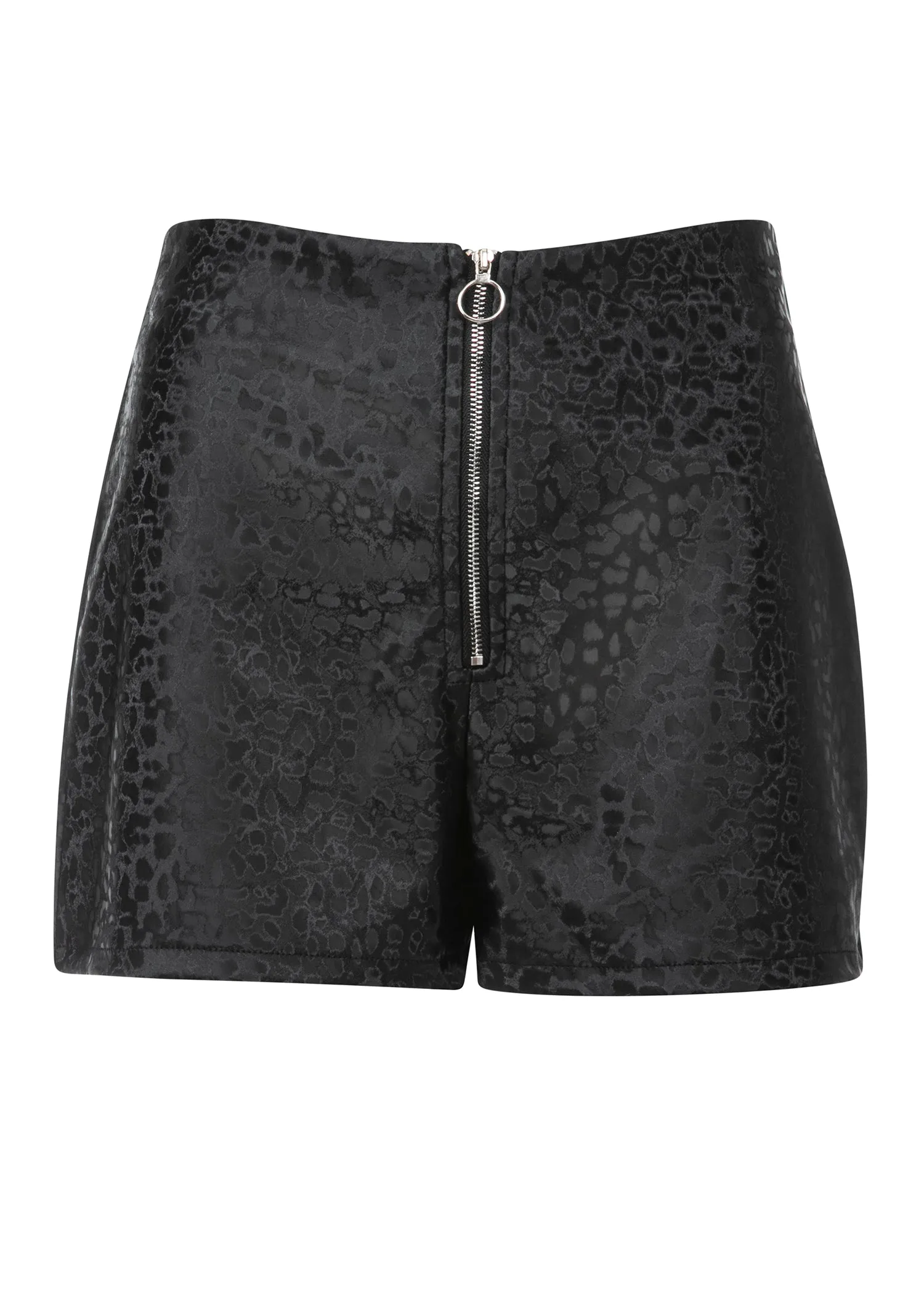 Black Leopard Print Faux Leather Shorts