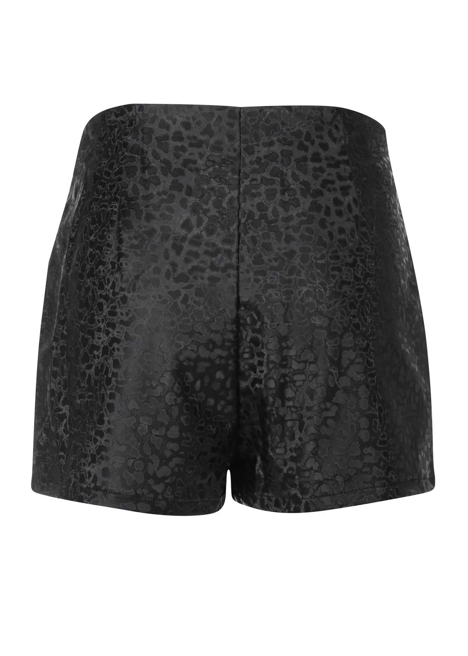 Black Leopard Print Faux Leather Shorts