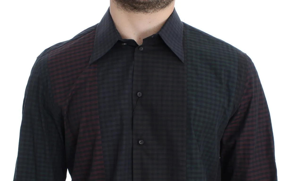 Black Multicolored Checkered GOLD Slim Fit Shirt