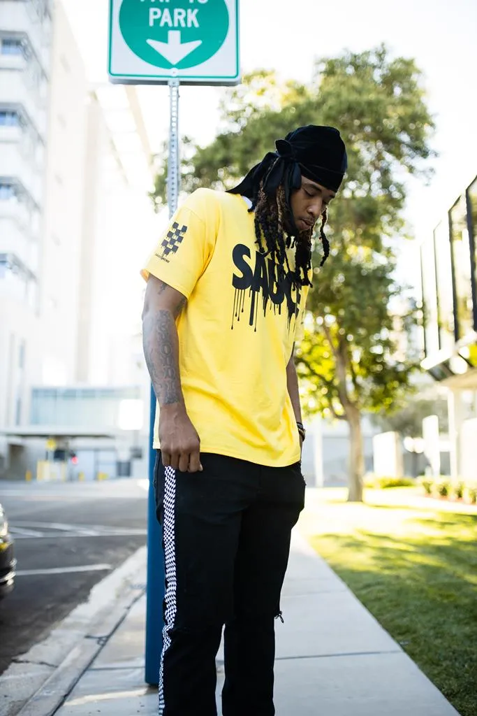 Black Sauce | Lemon Tee (Solid Checkered Drippin Sleeves)