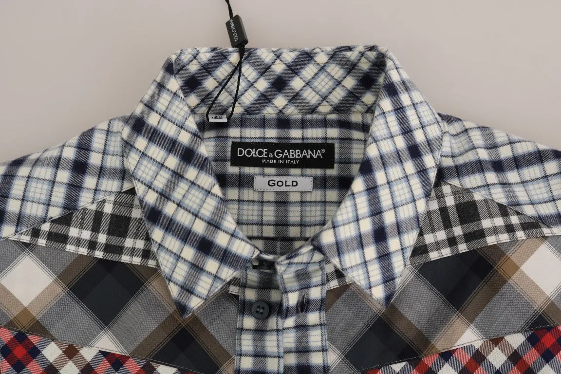 Blue Check Cotton GOLD Slim Fit Shirt