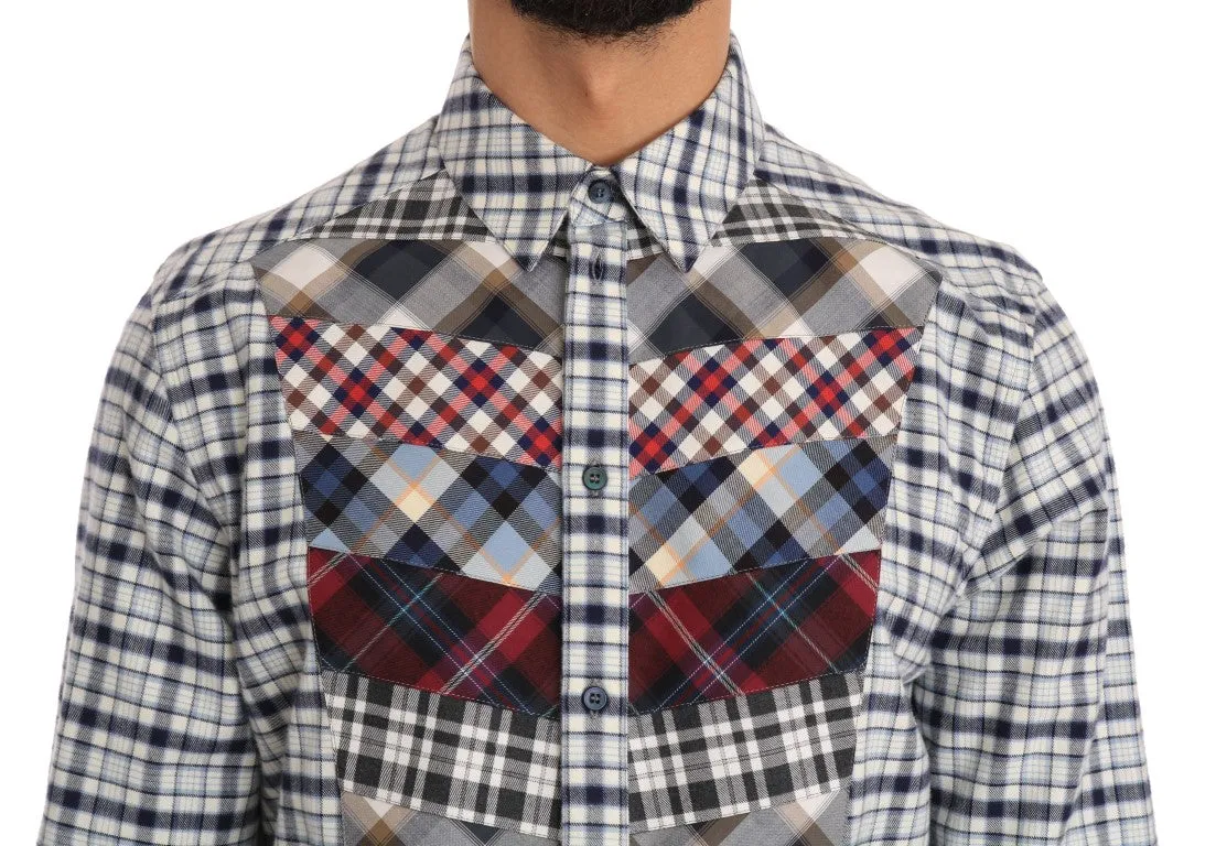 Blue Check Cotton GOLD Slim Fit Shirt