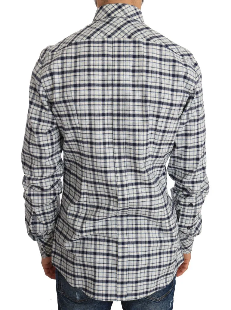 Blue Check Cotton GOLD Slim Fit Shirt