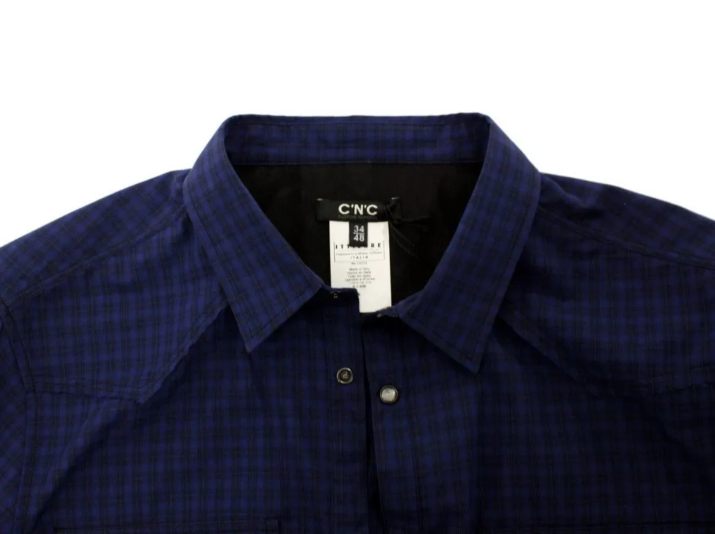 Blue checkered cotton shirt