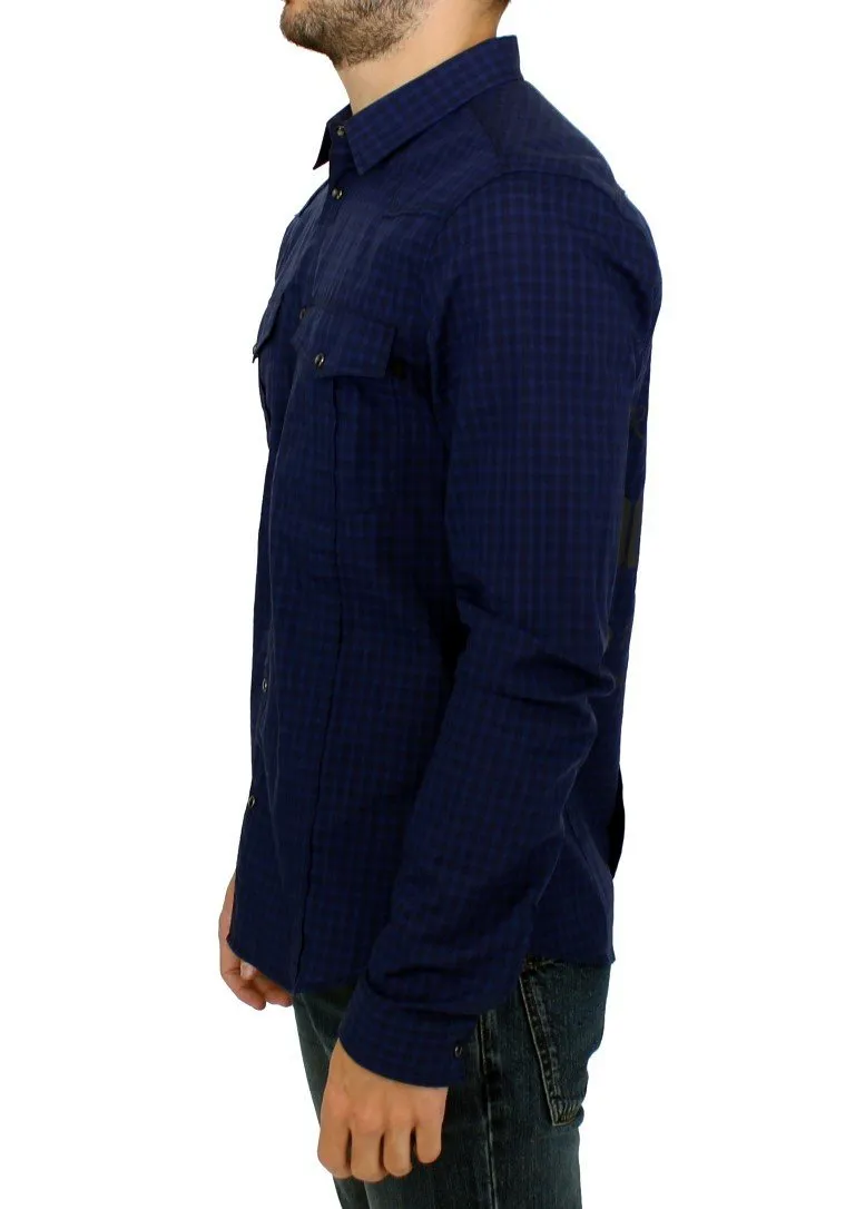 Blue checkered cotton shirt