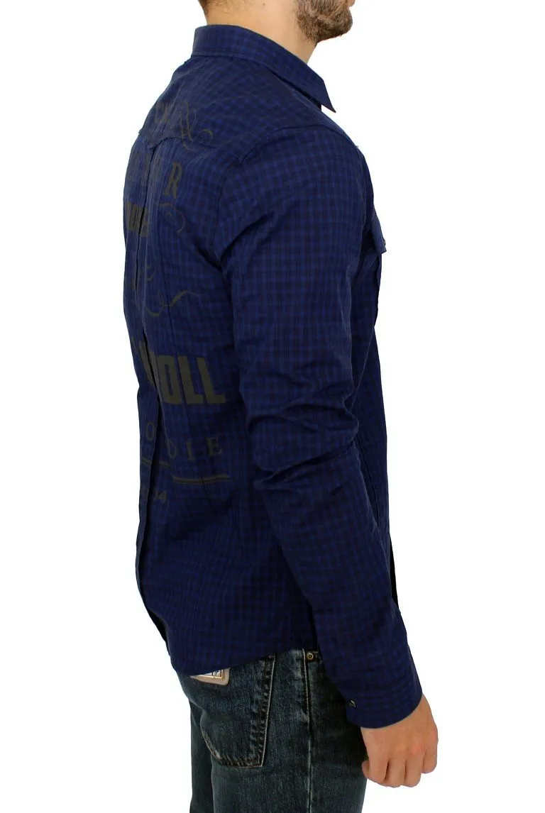Blue checkered cotton shirt