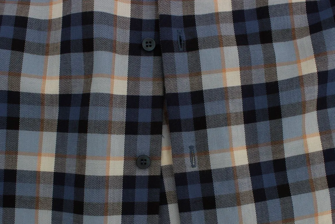 Blue Checkered GOLD Slim Fit Mens Shirt