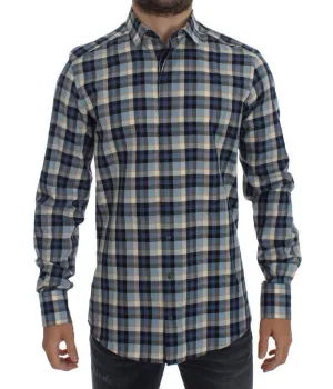 Blue Checkered GOLD Slim Fit Mens Shirt