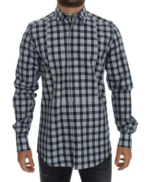 Blue Checkered Slim Fit GOLD Mens Shirt