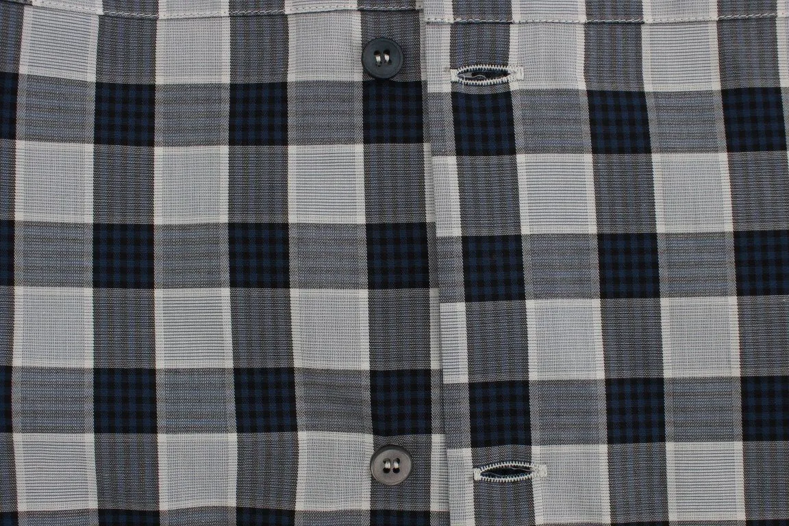 Blue Checkered Slim Fit GOLD Mens Shirt