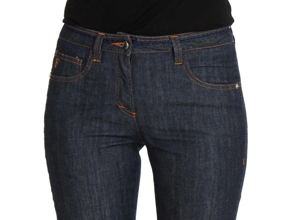 Blue Cotton Denim Flare Boot Cut Jeans