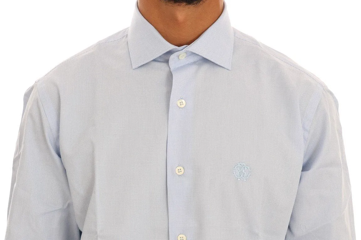 Blue Cotton Slim Fit Dress Shirt