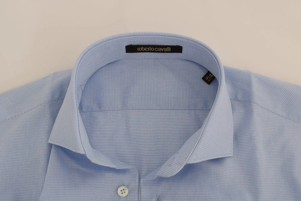 Blue Cotton Slim Fit Dress Shirt