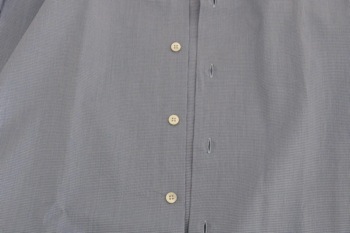 Blue Cotton Slim Fit Dress Shirt