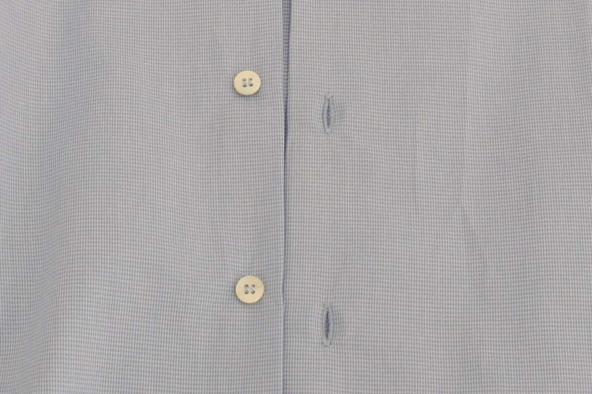 Blue Cotton Slim Fit Dress Shirt
