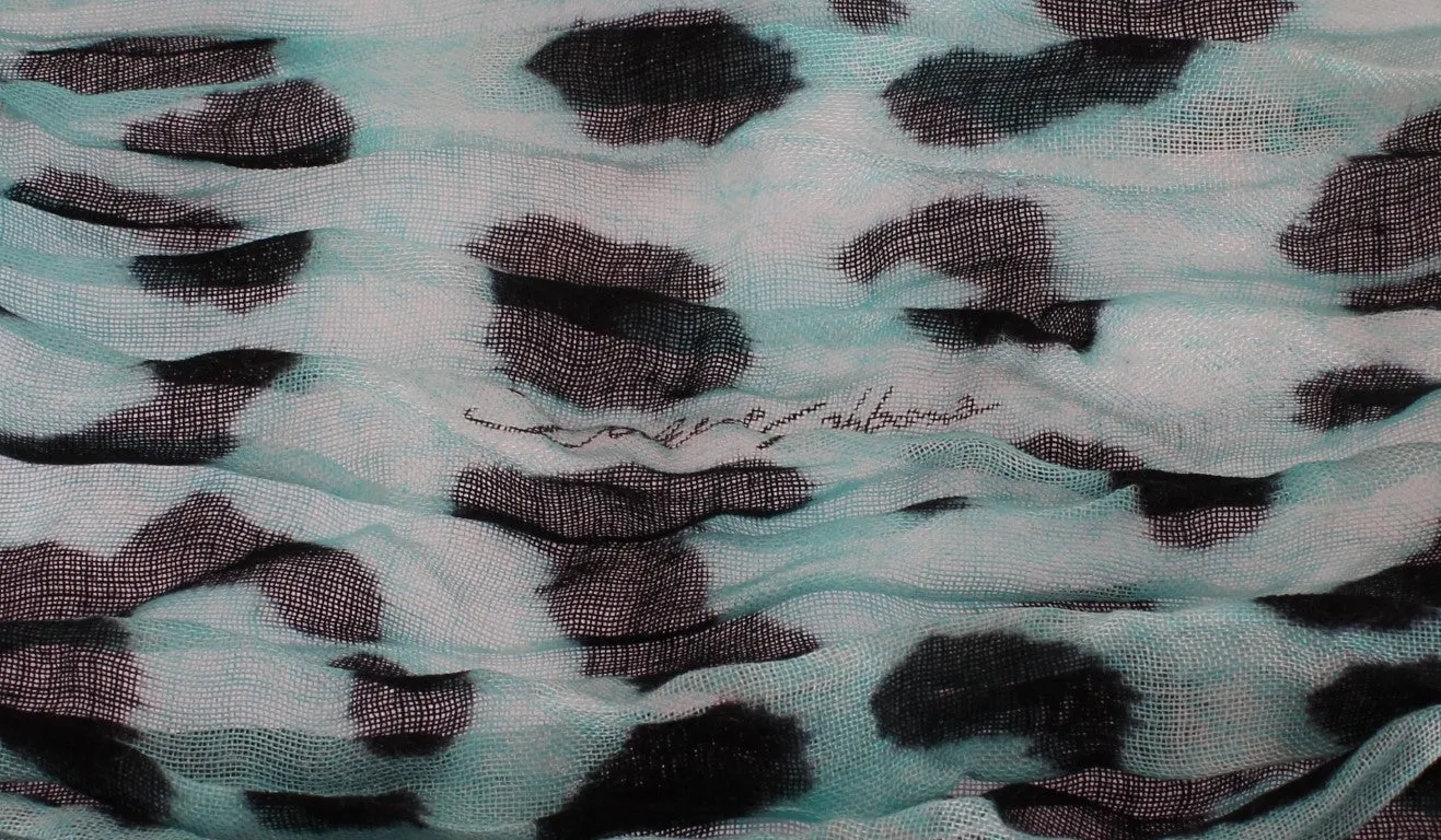 Blue Leopard Cashmere Blend Scarf