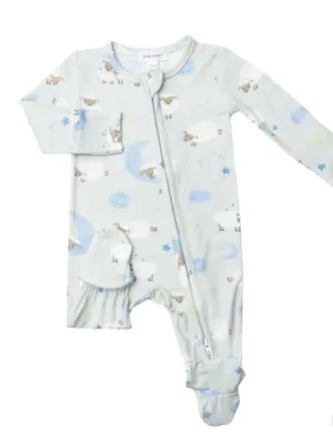 Blue Sheep Bamboo 2-Way Zipper Footie