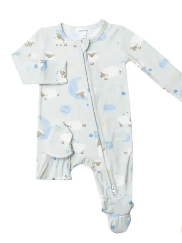Blue Sheep Bamboo 2-Way Zipper Footie