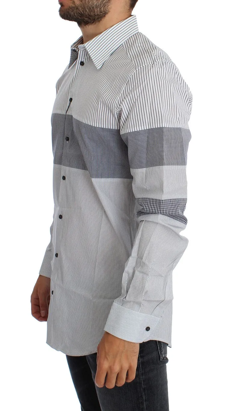 Blue White Slim Fit GOLD Casual Shirt