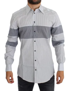 Blue White Slim Fit GOLD Casual Shirt