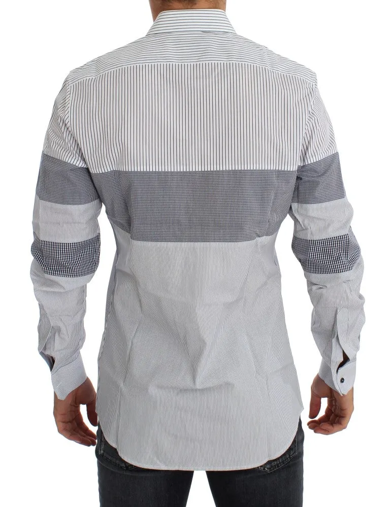 Blue White Slim Fit GOLD Casual Shirt
