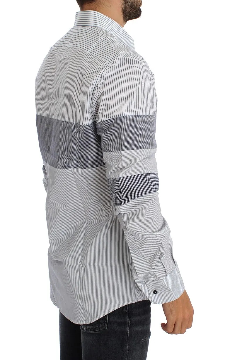 Blue White Slim Fit GOLD Casual Shirt